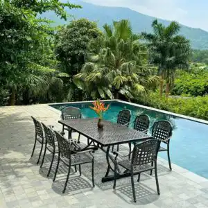 Bộ bàn ghế nhôm đúc 8 ghế BG04-2.0CNN