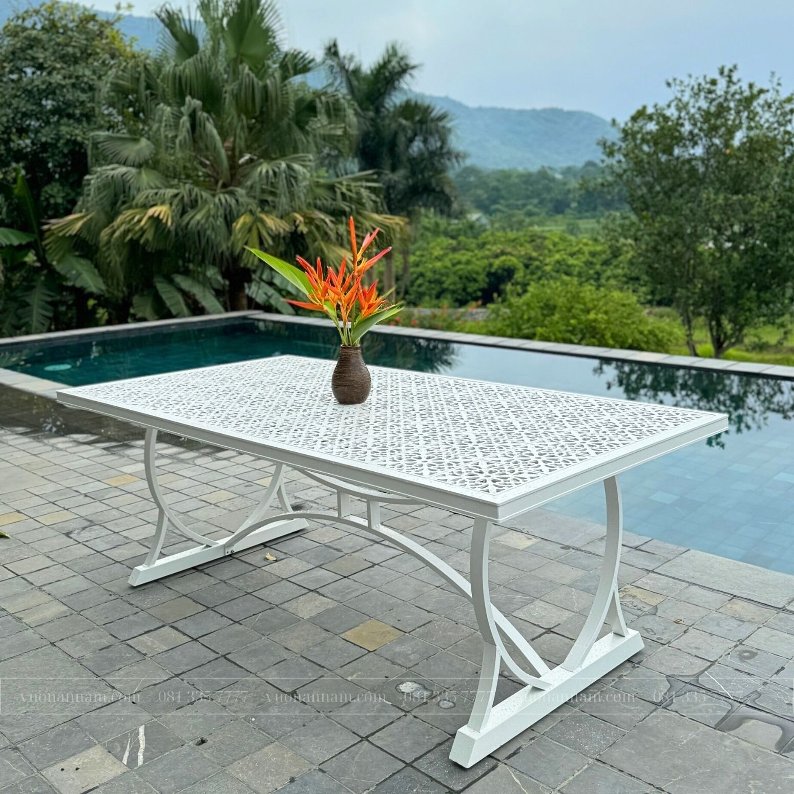 Bộ bàn ghế sân vườn BG04-2.0CNT màu trắng 8 ghế - Ảnh 3