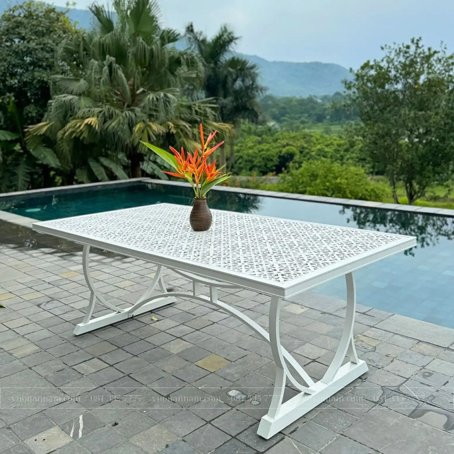 Bộ bàn ghế sân vườn BG04-2.0CNT màu trắng 8 ghế - Ảnh 3