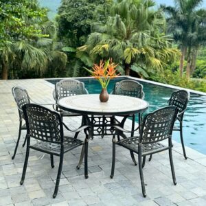 Alternative view of Bộ bàn ghế sân vườn màu nâu 6 ghế BG04-D120M