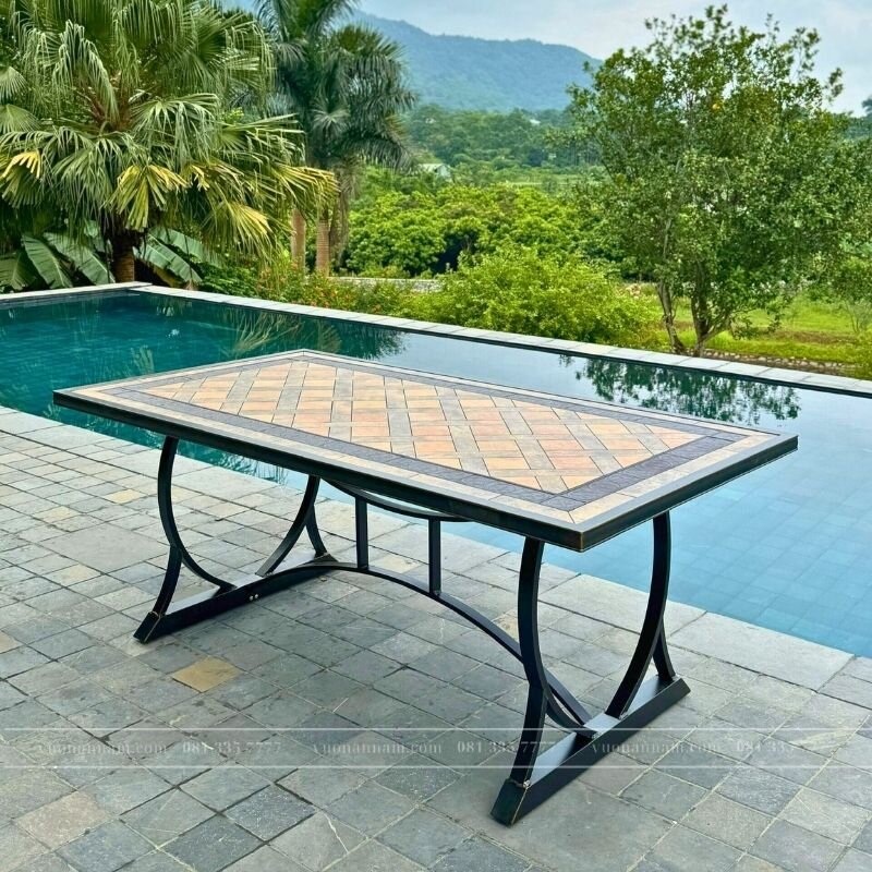 Bộ bàn ghế sân vườn BG-03CNM màu nâu 8 ghế - Ảnh 3