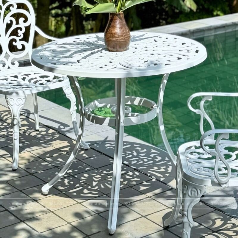 Bộ bàn ghế ban công BG10-D80T màu trắng - Ảnh 3