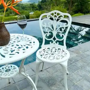 Alternative view of Bộ bàn ghế ban công BG14-D60T màu trắng bàn D60cm