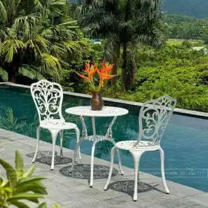 Bộ bàn ghế ban công BG14-D60T màu trắng bàn D60cm