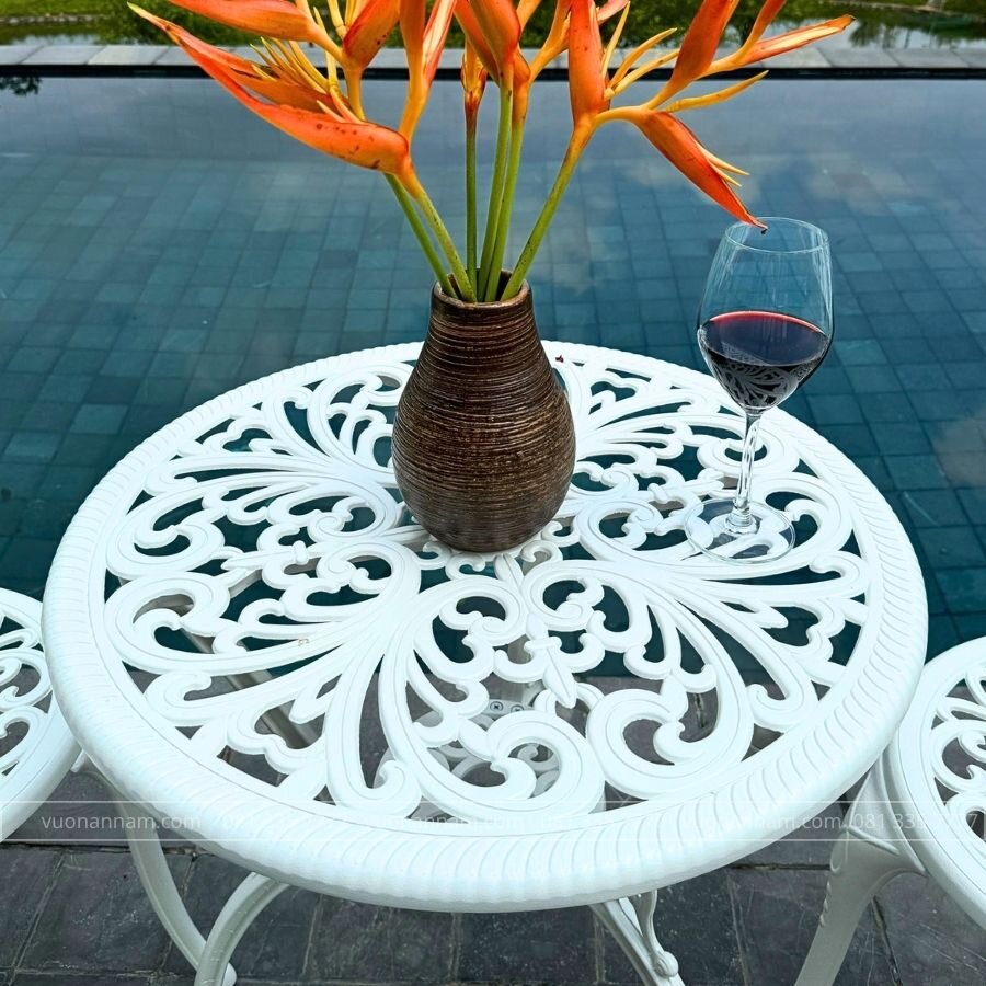 Bộ bàn ghế ban công BG14-D60T màu trắng bàn D60cm - Ảnh 3