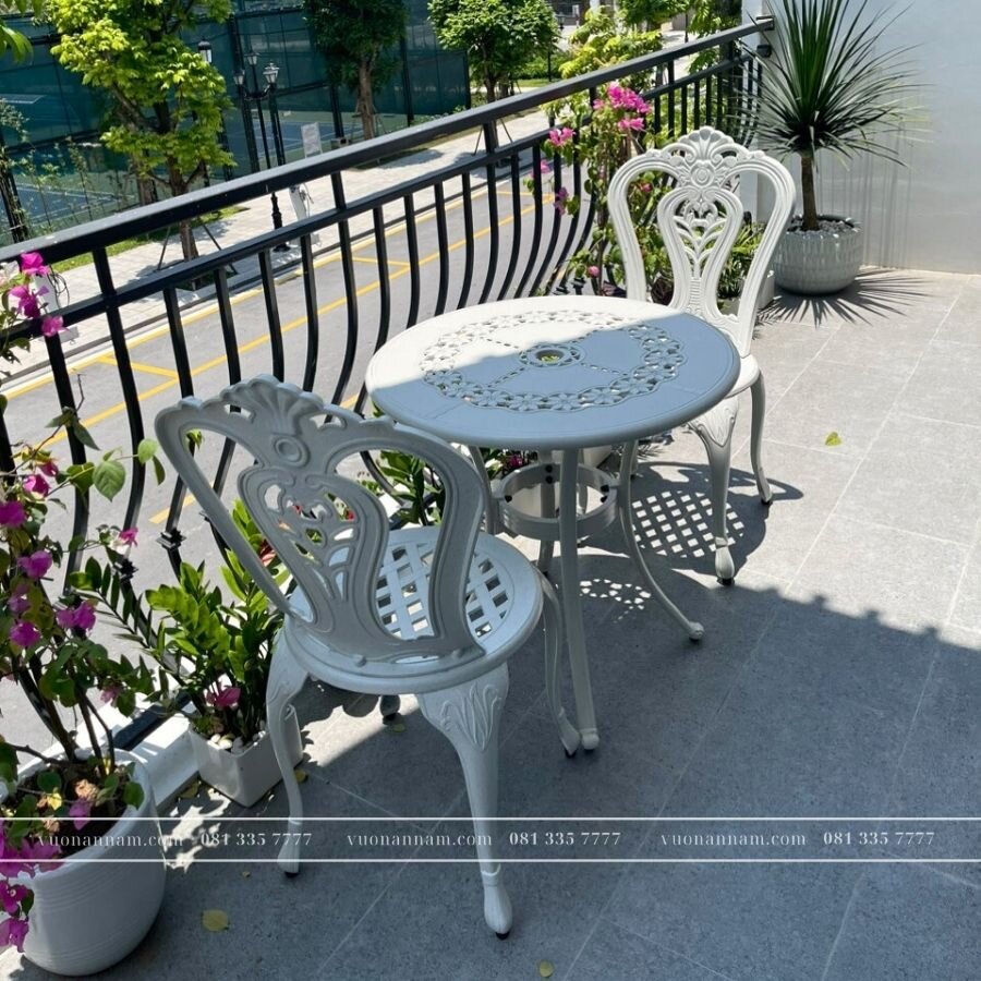Bộ bàn ghế ban công BG02-D65T màu trắng D65cm - Ảnh 4