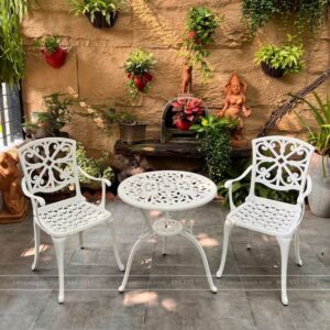 Alternative view of Bộ bàn ghế ban công BG29-D60T màu trắng bàn D60cm