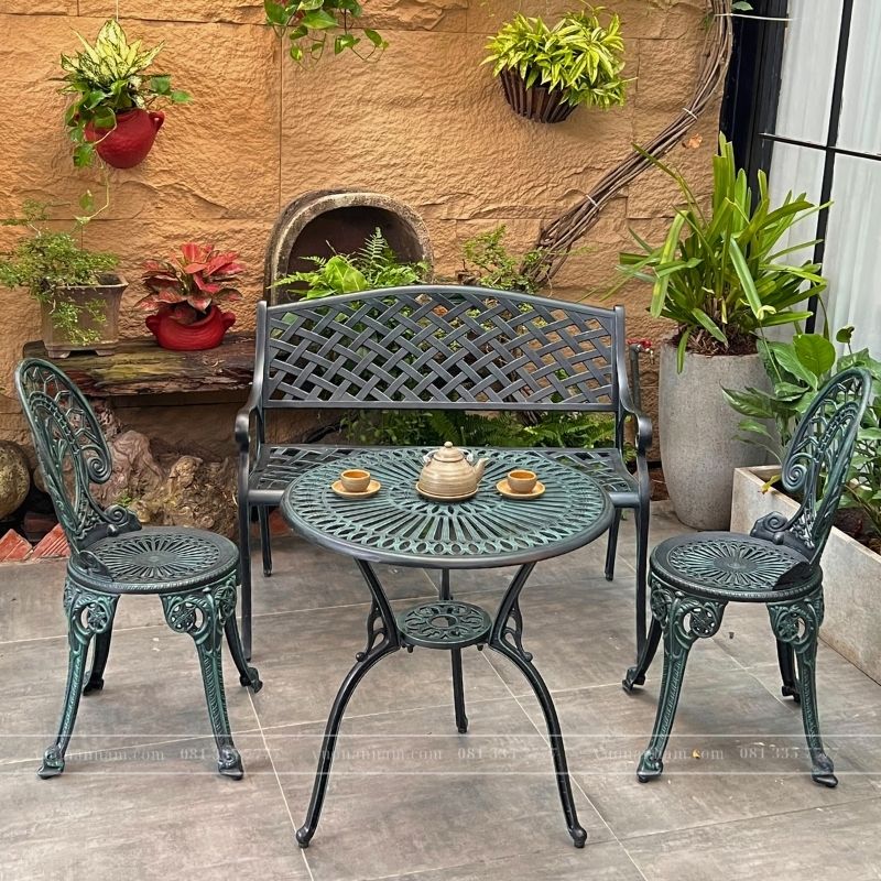 Bộ bàn ghế công viên nhôm đúc CV-09X - Ảnh 4