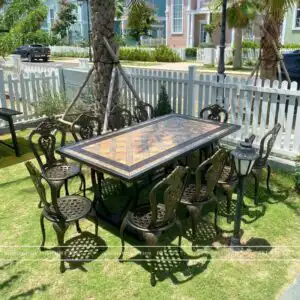 Bộ bàn ghế sân vườn BG-02CNM màu nâu 10 ghế