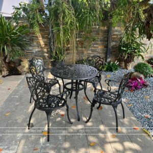 Alternative view of Bộ bàn ghế sân vườn BG-10D màu đen bàn D83cm