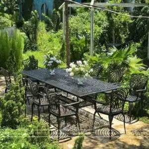 Bộ bàn ghế sân vườn BG15-2.5CNN màu nâu 10 ghế