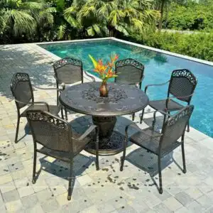 Bộ bàn ghế sân vườn màu nâu 6 ghế BG-05TN