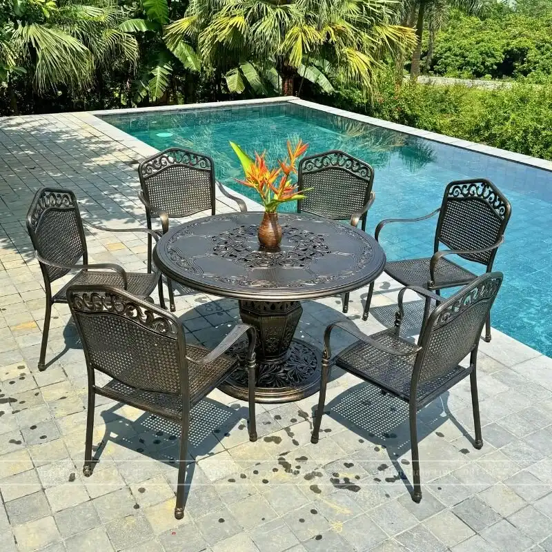 Bộ bàn ghế sân vườn màu nâu 6 ghế BG-05TN