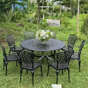 Bộ bàn ghế sân vườn màu nâu 8 ghế BG15-D150N