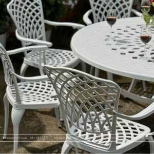 Alternative view of Bộ bàn ghế sân vườn BG15-D150T màu trắng 8 ghế