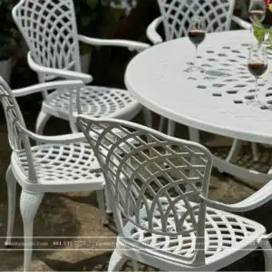 Alternative view of Bộ bàn ghế sân vườn BG15-D150T màu trắng 8 ghế