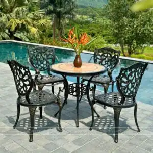 Bộ bàn ghế sân vườn BG22-D84M màu nâu bàn D84cm