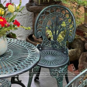 Alternative view of Bộ bàn ghế nhôm đúc BG-028X màu xanh bàn D65cm