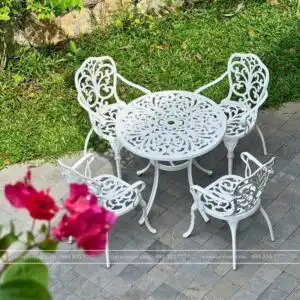 Alternative view of Bộ bàn ghế sân vườn BG-10T màu trắng bàn D83cm