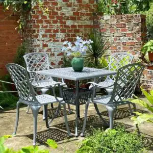 Alternative view of Bộ bàn ghế nhôm đúc BG-21VG màu xám bàn vuông 80cm