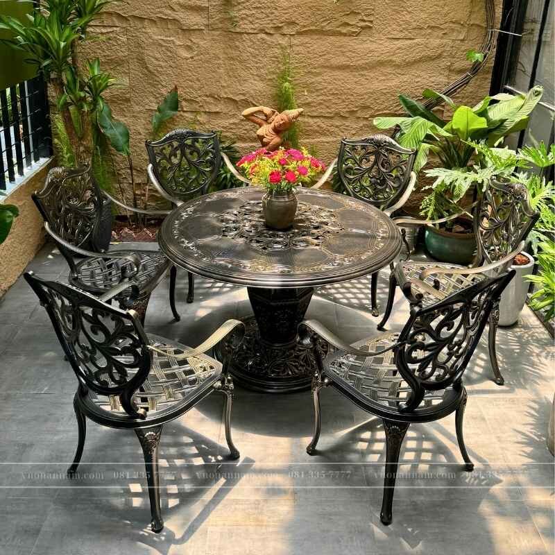 Bộ bàn ghế sân vườn màu nâu 6 ghế BG-22TN - Ảnh 4