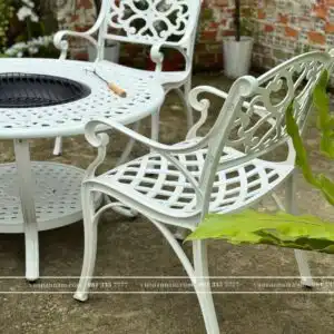 Alternative view of Bộ bàn ghế sân vườn BG-23T màu trắng bàn D100cm