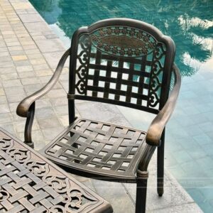 Alternative view of Bộ bàn ghế ngoài trời BG-04N màu nâu bàn D100cm