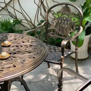 Alternative view of Bộ bàn ghế sân vườn BG-06N màu nâu bàn D100cm