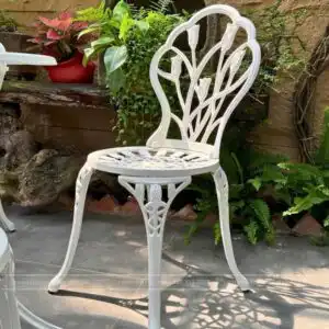 Alternative view of Bộ bàn ghế nhôm đúc BG-012T màu trắng bàn D60cm