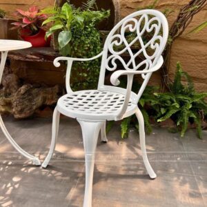 Alternative view of Bộ bàn ghế nhôm đúc BG-017T màu trắng bàn D70cm