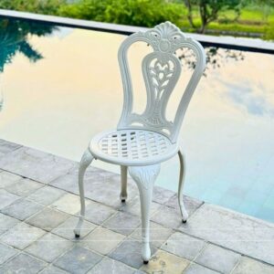 Alternative view of Bộ bàn ghế nhôm đúc sân vườn BG-002T màu trắng bàn D70cm