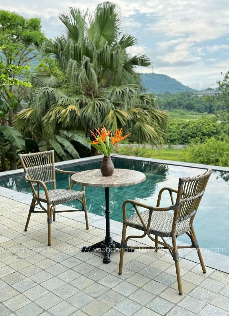 Bộ bàn ghế ban công giả mây BC-07 mang nét thanh lịch