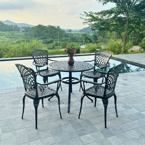 Bộ bàn ghế sân vườn BG26-D90 bàn tròn D90cm