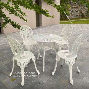 Bộ bàn ghế sân vườn BG-028 bàn tròn D65cm