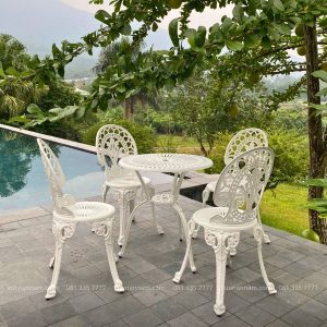 Bộ bàn ghế sân vườn BG-028 bàn tròn D65cm