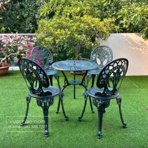 Bộ bàn ghế sân vườn BG-028 bàn tròn D65cm