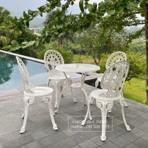 Bộ bàn ghế sân vườn BG-028 bàn tròn D65cm