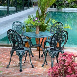 Bộ bàn ghế sân vườn BG-028 bàn tròn D65cm