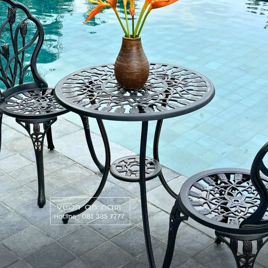 Bộ bàn ghế ban công BG-12 bàn tròn D60cm