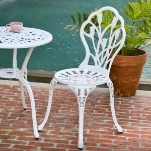 Bộ bàn ghế ban công BG-12T màu trắng bàn D60cm
