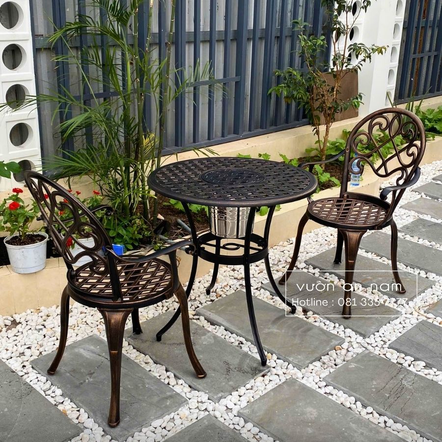 Bộ bàn ghế ban công BG-17 bàn tròn D70cm