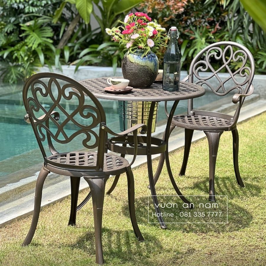 Bộ bàn ghế ban công BG-17 bàn tròn D70cm
