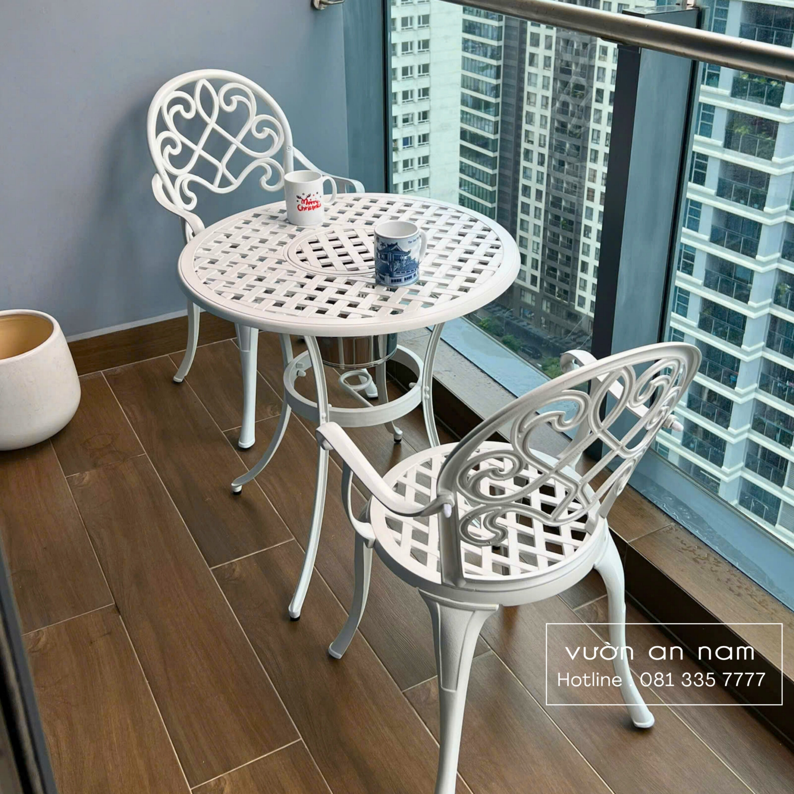 Bộ bàn ghế ban công BG-17 bàn tròn D70cm