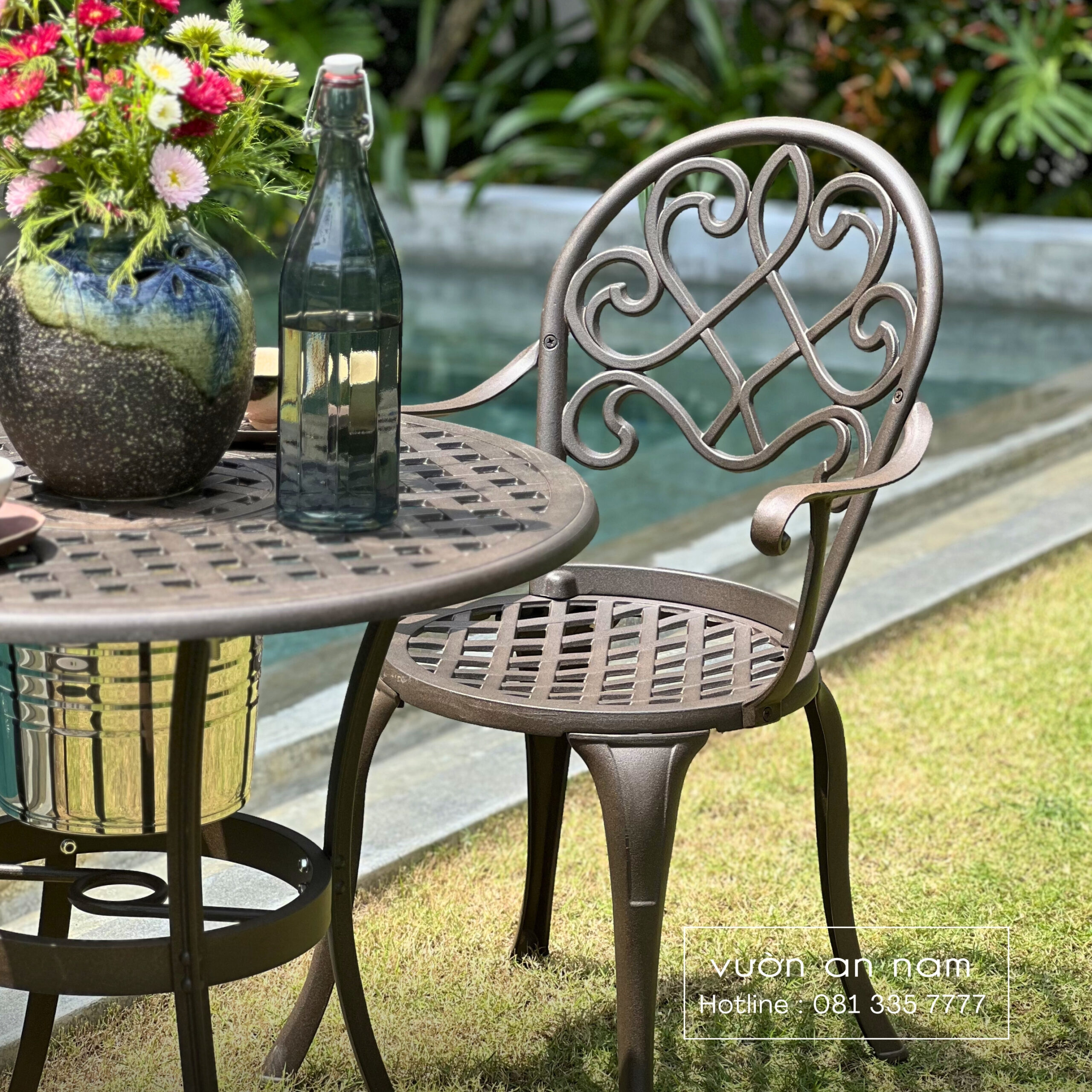 Bộ bàn ghế ban công BG-17 bàn tròn D70cm