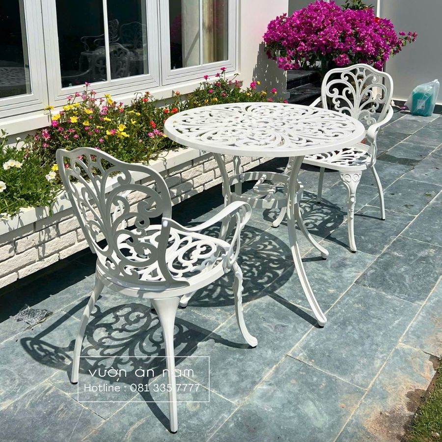 Bộ bàn ghế ban công BG10-D80T màu trắng