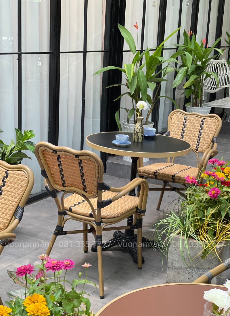 Bộ bàn ghế cafe ngoài trời BCF-03 gồm 2 ghế và 1 bàn phù hợp cho quán cafe