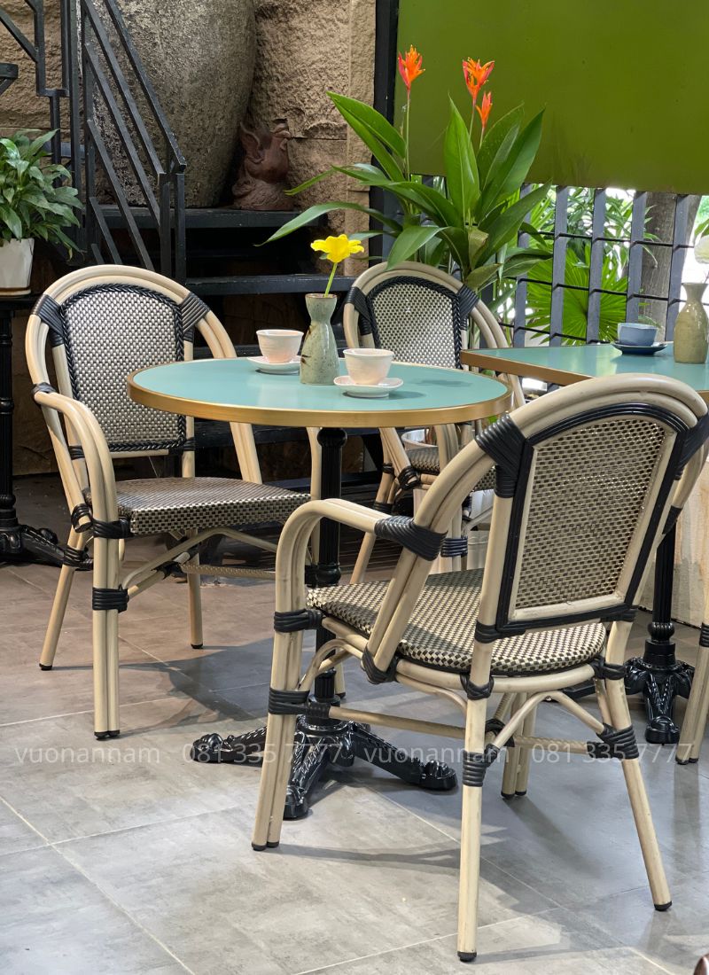 Bộ bàn ghế cafe ngoài trời BCF-081 gồm 2 ghế và 1 bàn cho quán cafe sân vườn