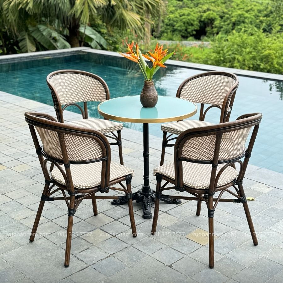 Bộ bàn ghế cafe ngoài trời BTL-GC14 bàn BC-D70X cao cấp