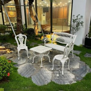 Bộ bàn ghế công viên nhôm đúc CV-05V