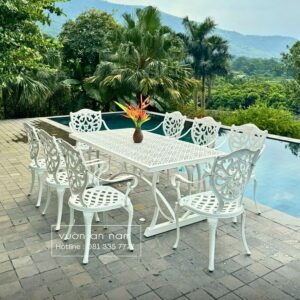 Bộ bàn ghế ngoài trời BG-2.0M1 bàn chữ nhật 8 ghế